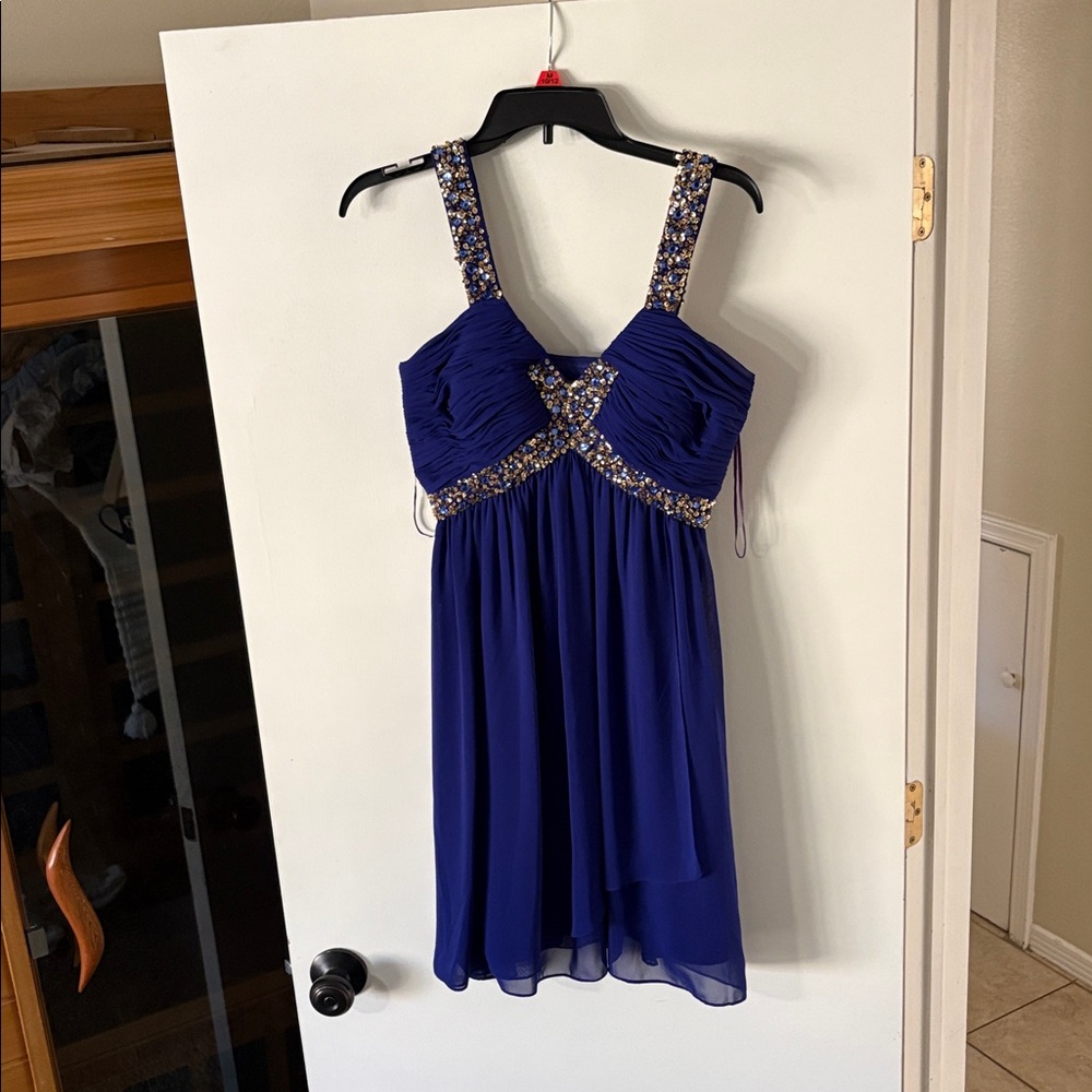 Vintage Cache Royal Blue Satin Dress
